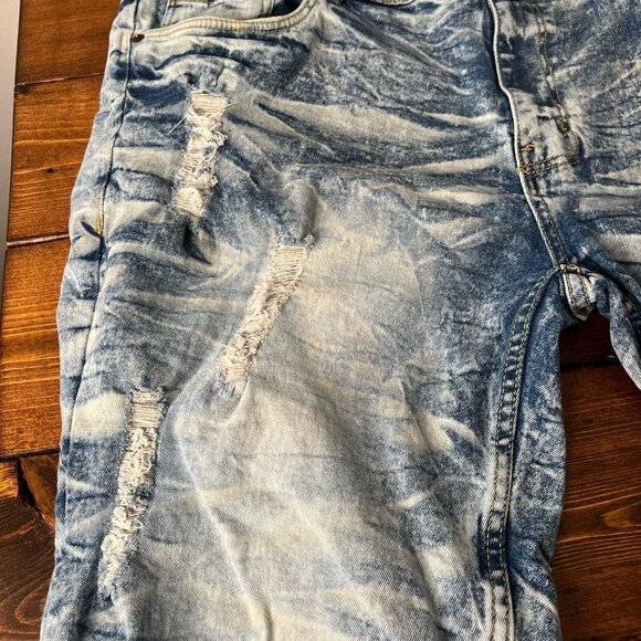 Evolution in Design Jean shorts mens size 40 Acid Wash Distressed cutoff Bermuda - Picture 7 of 12
